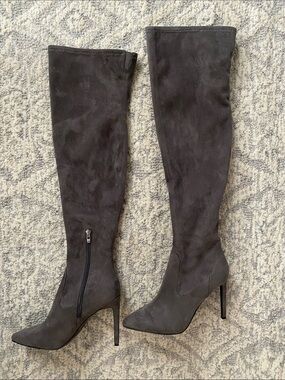 Nine West Women's Over-the-Knee Stiletto Boots in Gray.